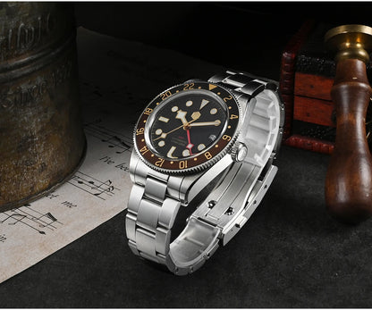 San Martin 39mm NH34 GMT Men's Luxury Watch Bidirectional Aluminum Bezel Automatic Mechanical Sapphire 100M Waterproof SN0109