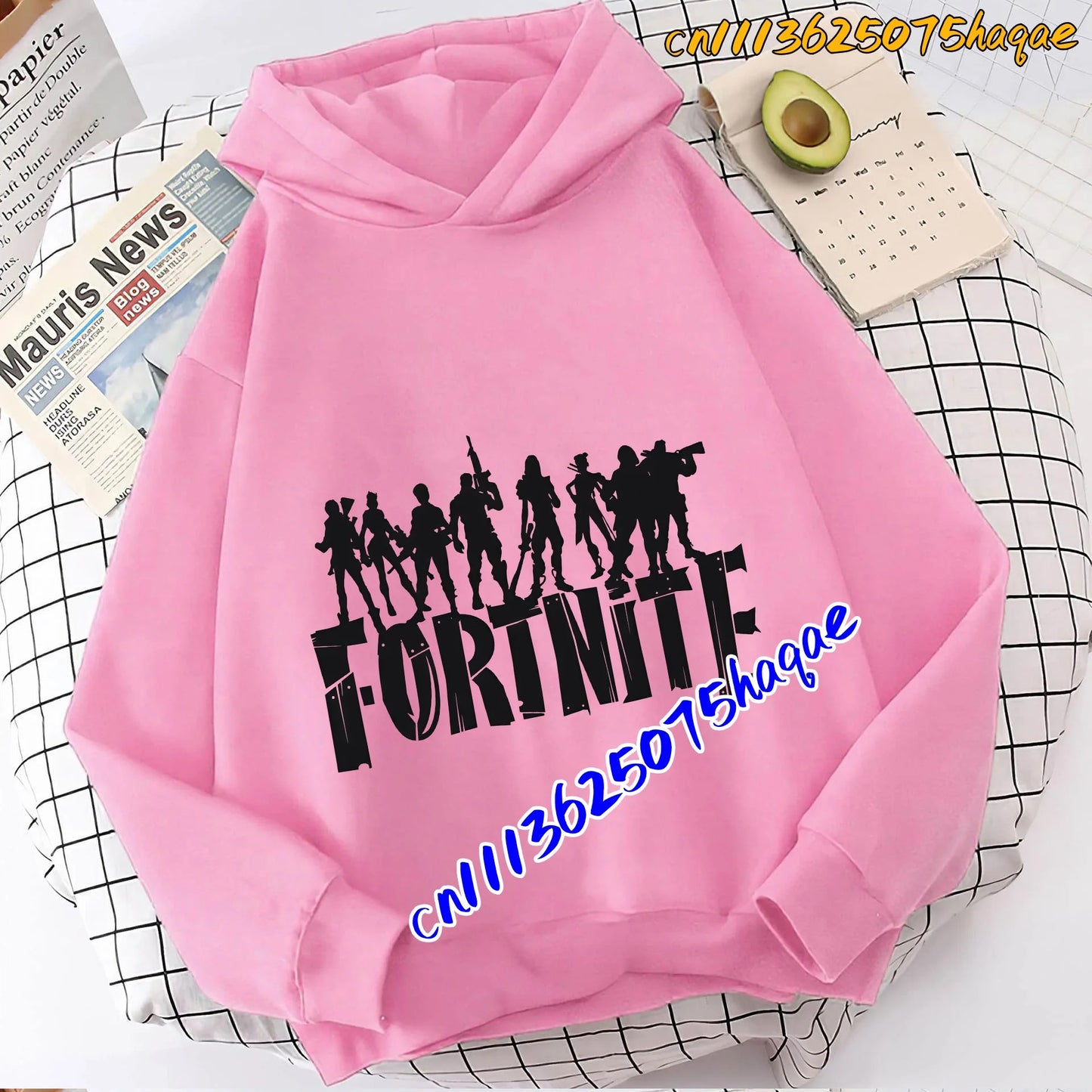 Hoodies infantis Fortnite com estampado do jogo, fato confortável de desenho animado, tops largos de manga comprida, roupa de outono/inverno