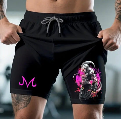2026 Summer Dragon Ball Z Magic Man Buu (pure Form) 3D Printed Double Fake Two Sports Loose Breathable Quick Dry Shorts