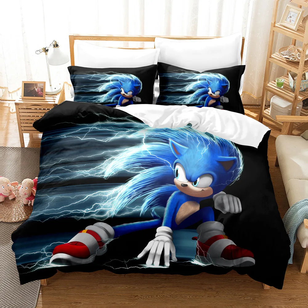 Cute Sonics Boy Bedding Set Exquisite 3D Digital Cartoon Sonics Duvet Cover Comforter Bed Youth Kids Girl Boys Gift