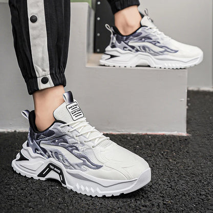 Men's Sports Shoes Fashion Lace-Up Versatile Non-Slip Thick Soled Teenagers Daily Wear Comfortable Casual Running Shoes for Men