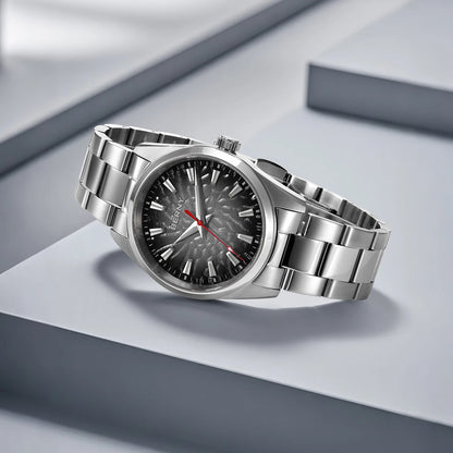 BERNY Herrenuhr – Quarzuhr, Saphirglas, leuchtende Zeiger, wasserdicht bis 10 ATM, komplett aus Edelstahl – Eleganter und lässiger Stil, ideal für den Alltag oder berufliche Anlässe