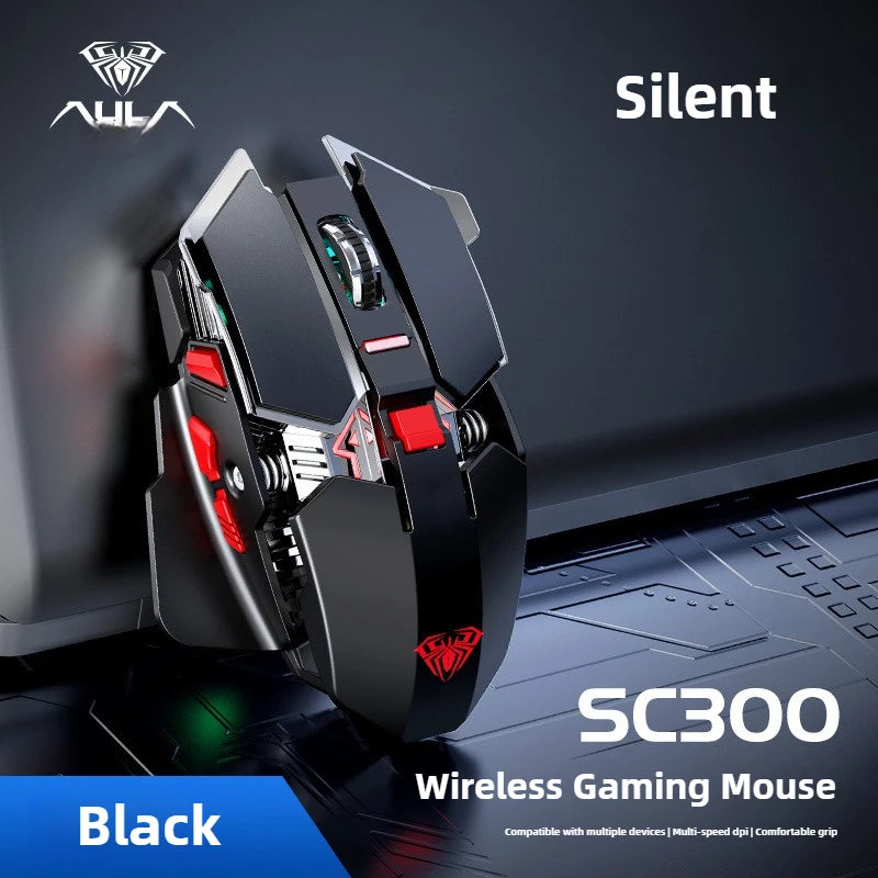 Nuevo 2025 Ratón Gaming Inalámbrico SC300 2.4G RGB 3200dpi Recargable Silencioso Mecánico para E-sports, Ordenador de Sobremesa y Portátil