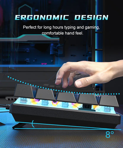 Mechanische 60%-Gaming-Tastatur, Gamer-Keyboard, mechanische Tastaturen für PC, Laptop und Büro, Mini-Keyboard, Klavye, Tasten, weiß