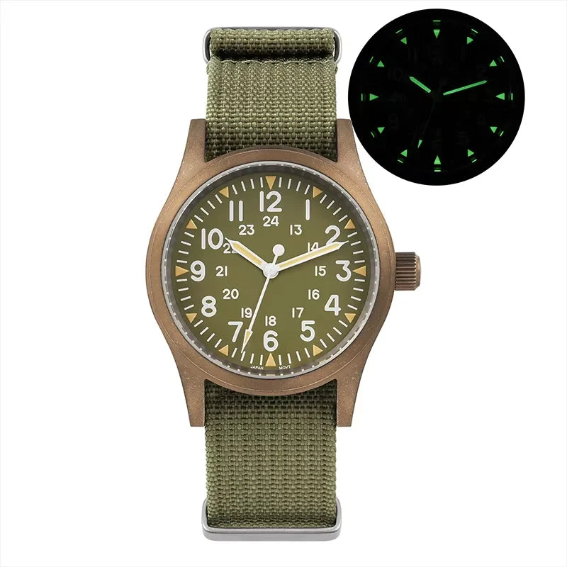 Militado ML05 Military Watch VH31 Sweep Quartz Movement Top Hat Domed Sapphire Crystal Vintage Watch 100m Waterproof Mens Watch