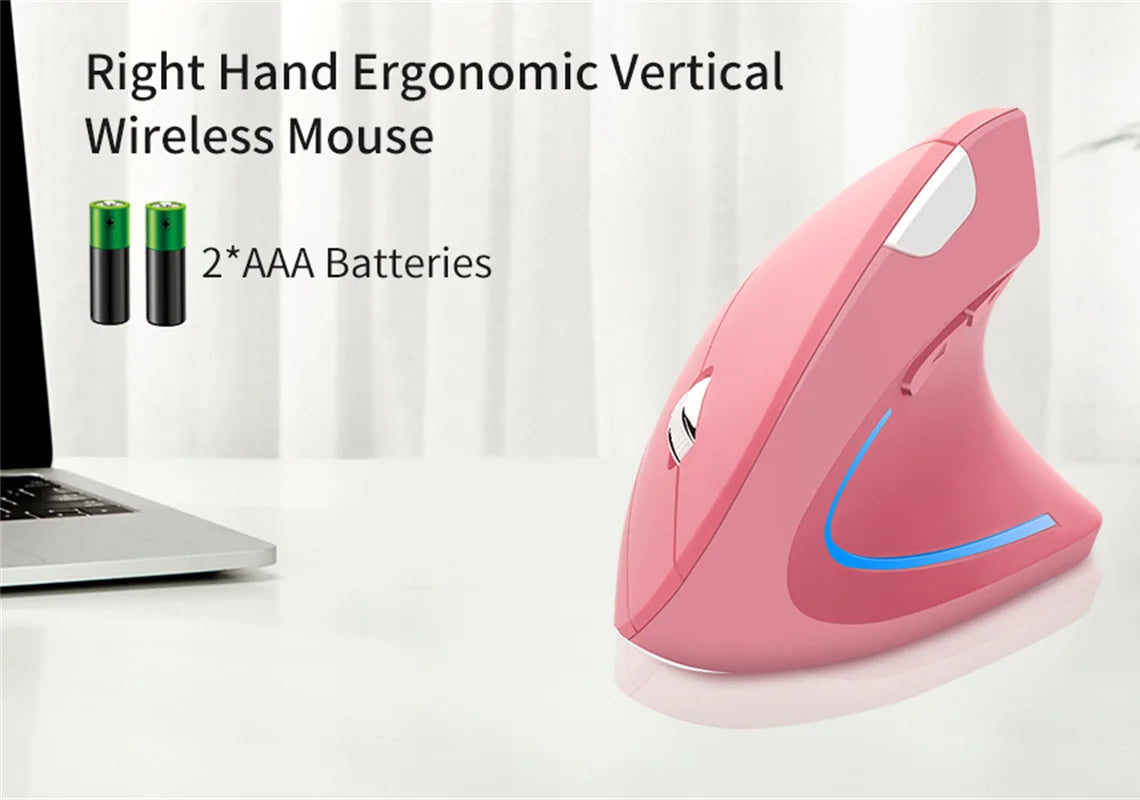 Nuovo mouse verticale wireless 2.4GHz con DPI regolabile, ottico ed ergonomico per il polso, con retroilluminazione gaming, per laptop, tablet, Mac e iPad