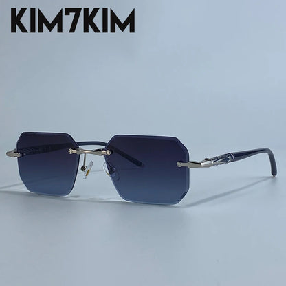 Square Rimless Punk Sunglasses Men 2026 Luxury Brand  Polygon Frameless Sun Glasses For Male Steampunk Driving Eyewear Shades