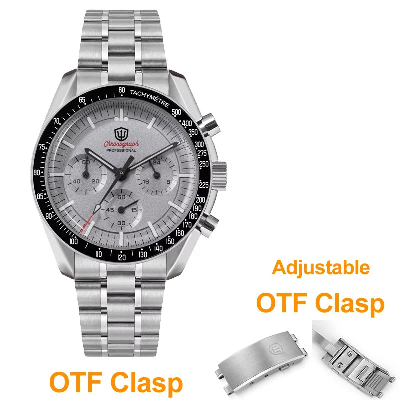Watchdives WD1863 39mm VK63 Chronograph Watch, OTF Clasp, Sweep Quartz Movement, Sapphire, Luminous, 100m Waterproof