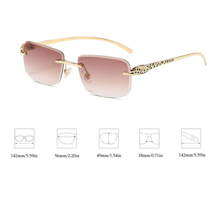 Fashion Rimless Rectangle Sunglasses Women Gradient Y2K Sun Glasses Shades Men