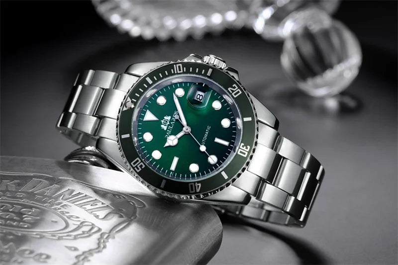 High Quality Automatic Mechanical Watch for Men Stainless Steel Red Dial Date Strong Luminous Luxury Men's Watch