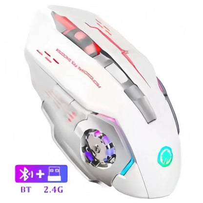 Wiederaufladbare kabellose Gaming-Maus – leise Bluetooth/USB-Verbindung, RGB-Hintergrundbeleuchtung, E-Sports für PC