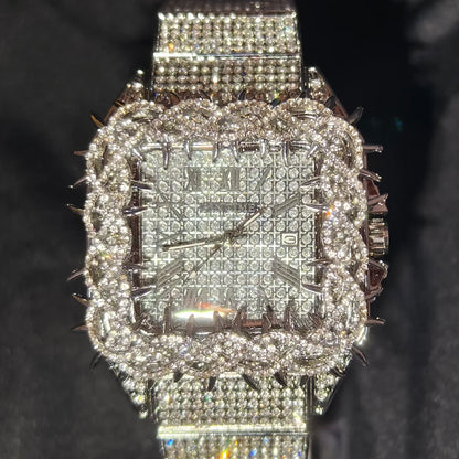 Shine Luxury Hip-Hop Diamond Watch with Emeralds for Men Replica Czech Stone Inlaid Waterproof Gold Watch שעוני יוקרה