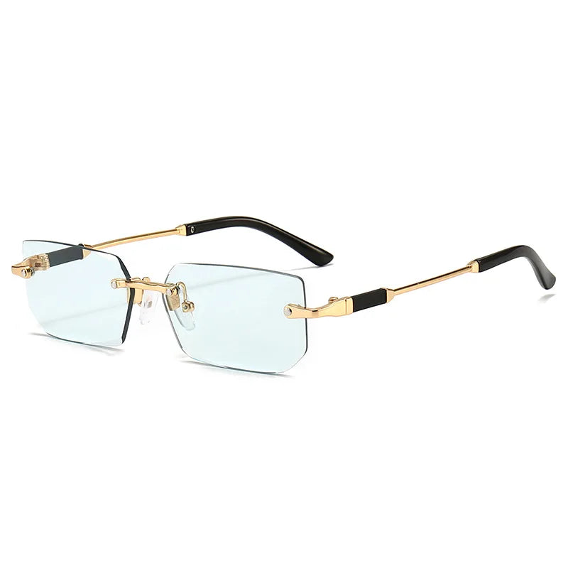 Fashion Rimless Rectangle Sunglasses Popular Women Men Shades Small Square Sun Glasses For Female Male Summer Traveling