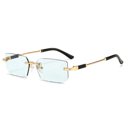 Fashion Rimless Rectangle Sunglasses Popular Women Men Shades Small Square Sun Glasses For Female Male Summer Traveling