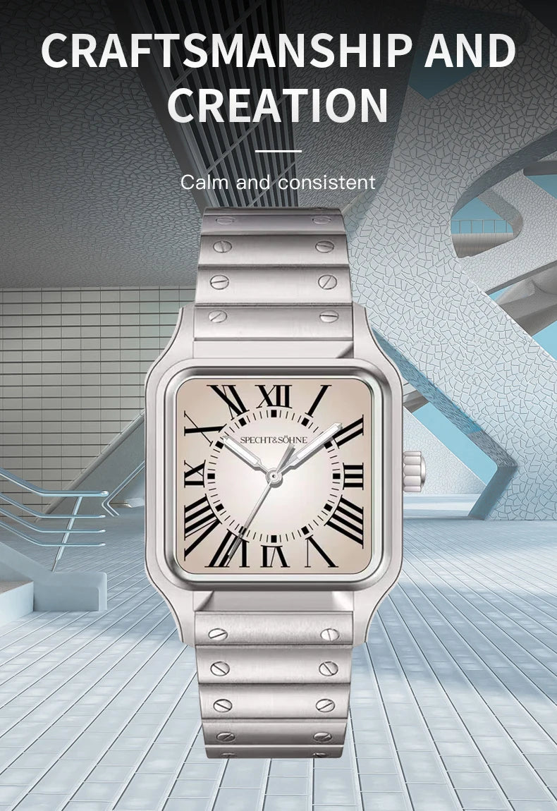 2025 New 34MM Specht & Söhne Quartz Watch Japan VH31 Movement Sapphire Blue Color Ultrathin Stainless Steel Men's Watch
