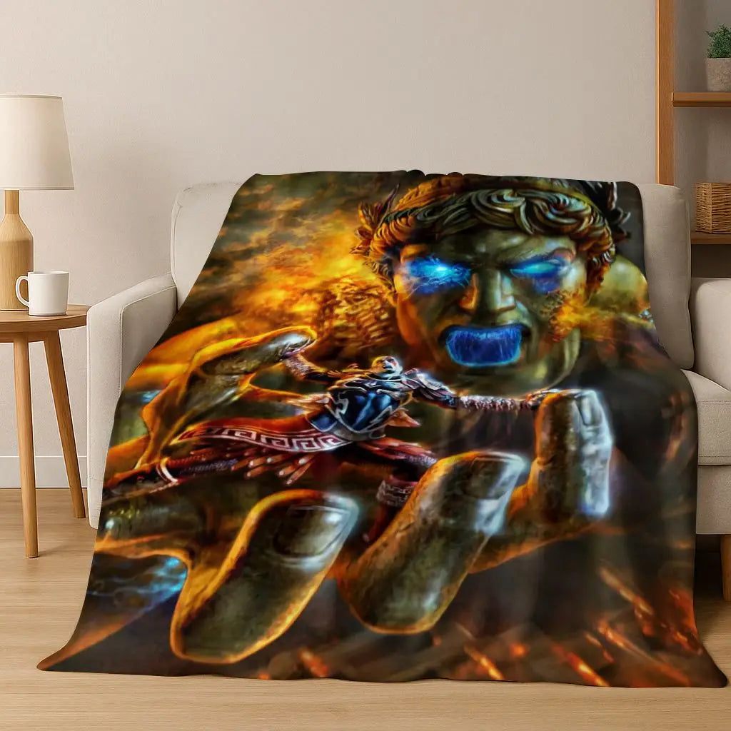 3A Classics God of War Kratos Game Gamer Flannel Blanket,Warm and Cozy Soft Throw Blanket for Home Bedroom Bed Sofa Kid Gift