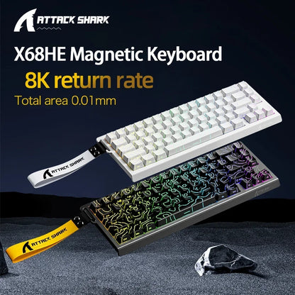 X68HE ATTACK SHARK Magnetic Gaming Keyboard Mechanical Wired for Pro Gaming 0.01mm Rapid Trigger 8000Hz SOCD/Rs 0.125ms 128K Rate
