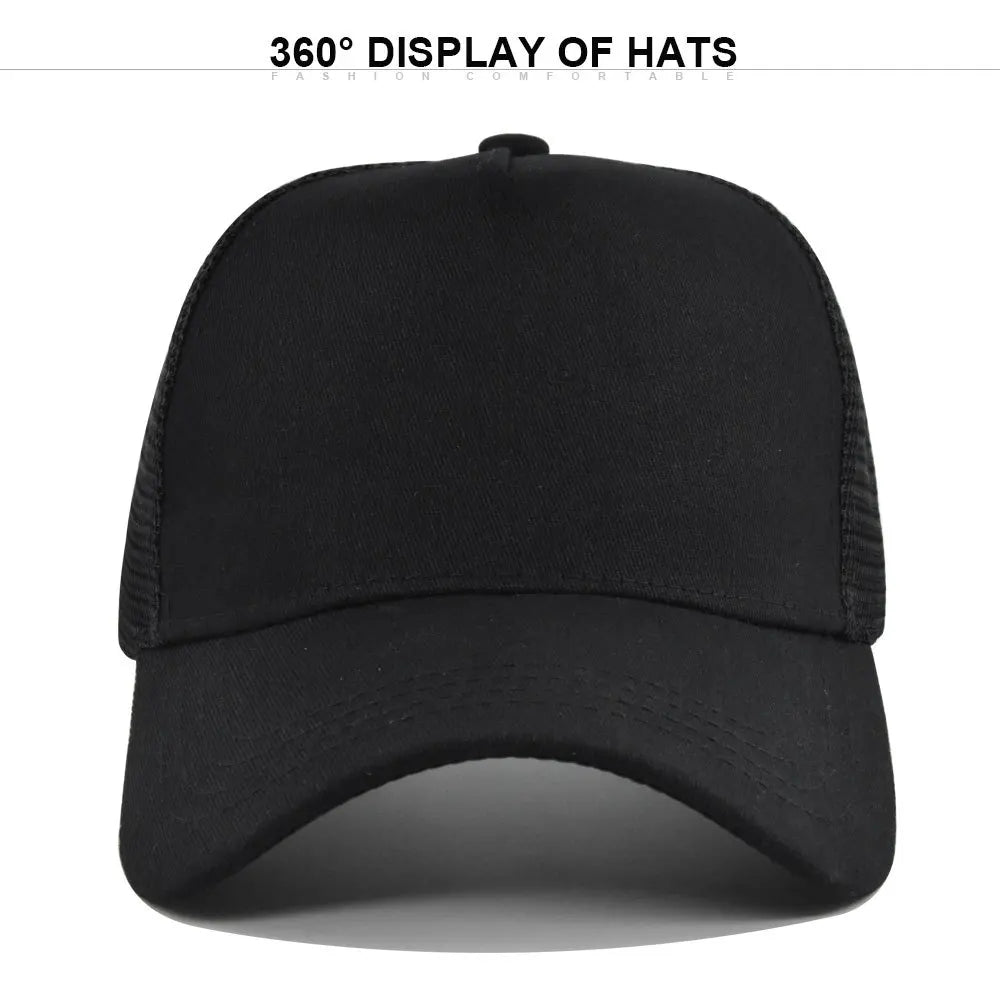 Customized Logo Hard Top 5 Panels Mesh Baseball Cap For Men Women Advertising Cap Breathable Sun Hat Solid Color Visor Gorra