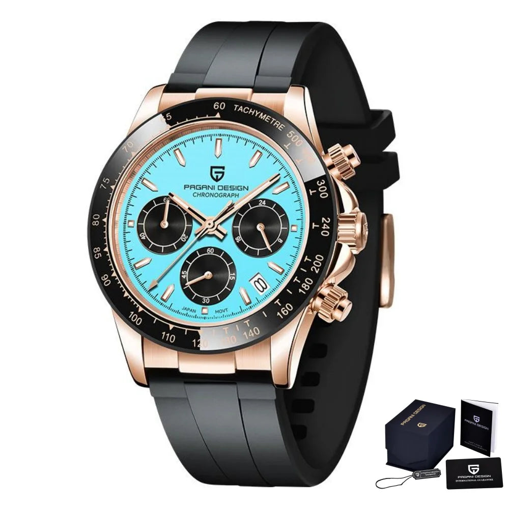 Novo Original PAGANI DESIGN PD-1664 Relógio de Pulso de Luxo para Homem, Movimento de Quartzo Japonês VK63, Safira, Cronógrafo Resistente à Água, Dourado