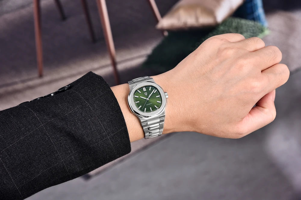 PAGANI DESIGN 2026 Neue luxuriöse Automatikuhr für Herren, mechanische Armbanduhr aus Edelstahl mit Saphirglas, 40MM, Barrel-Zifferblatt