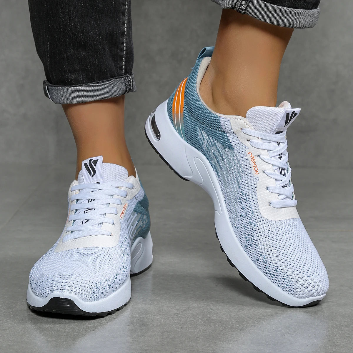 Herrenschuhe, lässige Herrenschuhe, atmungsaktives Mesh, Luftpolsterung, weiche Sohle, modische Sportschuhe im Color-Block-Design