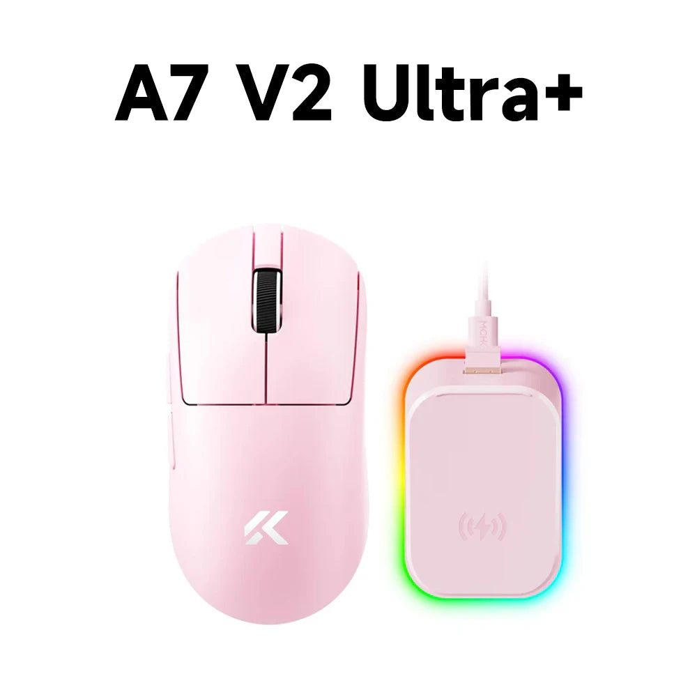 Ratón gaming inalámbrico ligero MCHOSE A7 V2 con doble tasa de sondeo de 8,000Hz, PAW3950 TI, para gaming, esports y oficina