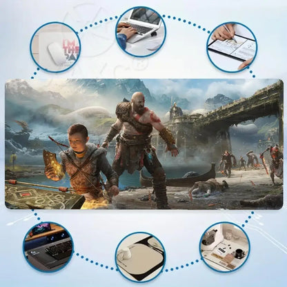 Mouse Pad God of War Xxl XAXCGaming Accessories Keyboard Computer Carpet Game Desk Mat Pc Large Gamer Cabinet Table Mats