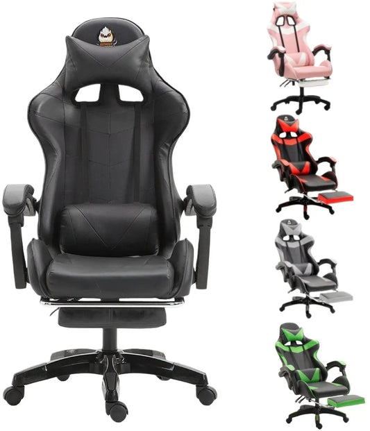 Ergonomic Gaming Chair, Office Chair, Height Adjustable, PU Leather Computer Chair, with Headrest and Lumbar Support, 360° Swivel