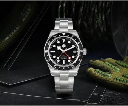 San Martin 39mm NH34 GMT Men's Luxury Watch Bidirectional Aluminum Bezel Automatic Mechanical Sapphire 100M Waterproof SN0109