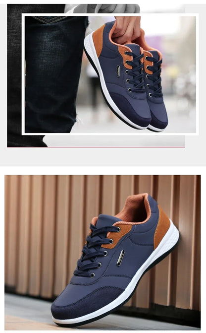 YRZL Scarpe da uomo primavera autunno impermeabili da passeggio, sneakers casual in pelle da uomo, scarpe sportive antiscivolo, calzature da tennis per uomo