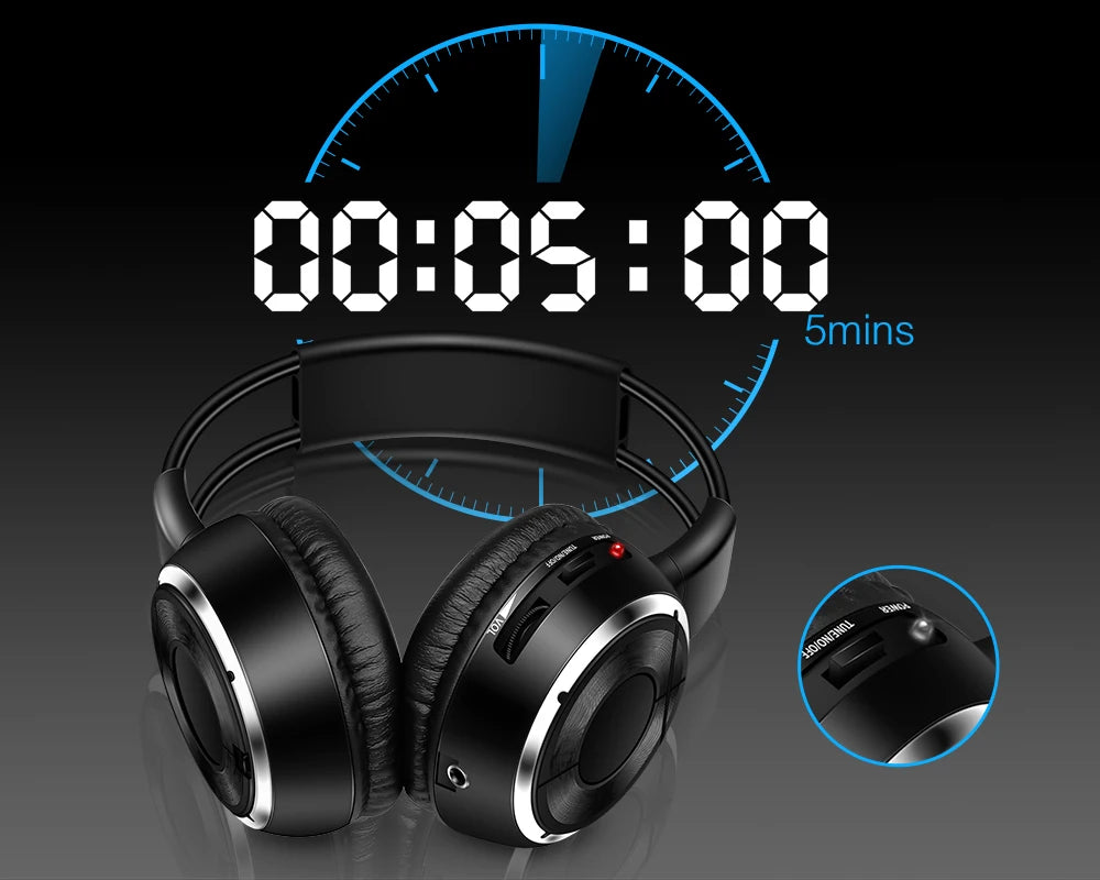 RF Silent Disco Foldable Wireless Headphones Bundle (3 Pcs with 1 Transmitter in 500m) -- House Party TV Dancing