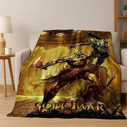 3A Classics God of War Kratos Game Gamer Flannel Blanket,Warm and Cozy Soft Throw Blanket for Home Bedroom Bed Sofa Kid Gift