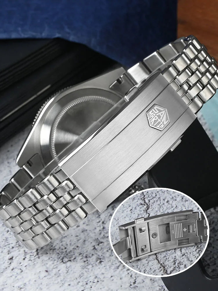 Relógio de mergulho de luxo para homem San Martin 40mm Miyota 9015, mostrador em esmalte sunburst, relógio de pulso mecânico automático, resistente à água 200m, SN0148