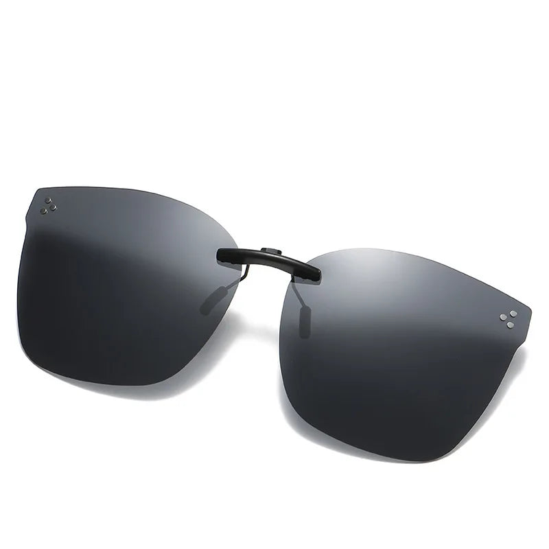 New Arrival Polarized Flip-up Clips Sunglasses for Myopia glasses, Retro Big Size Square Al-Mg glass Clip-on Sunglass Clip C3167