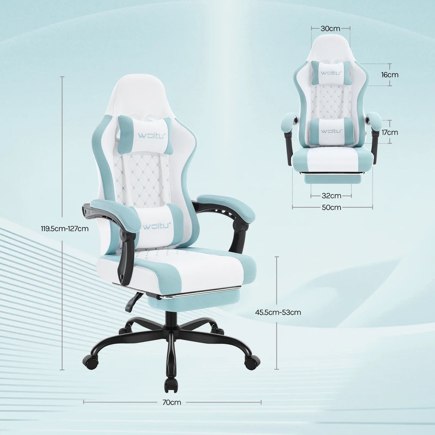 Sedia da ufficio girevole WOLTU con funzione massaggio, poltrona ergonomica con cuscino e poggiapiedi, sedia gaming regolabile in altezza