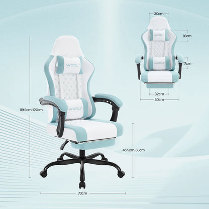 Sedia da ufficio girevole WOLTU con funzione massaggio, poltrona ergonomica con cuscino e poggiapiedi, sedia gaming regolabile in altezza