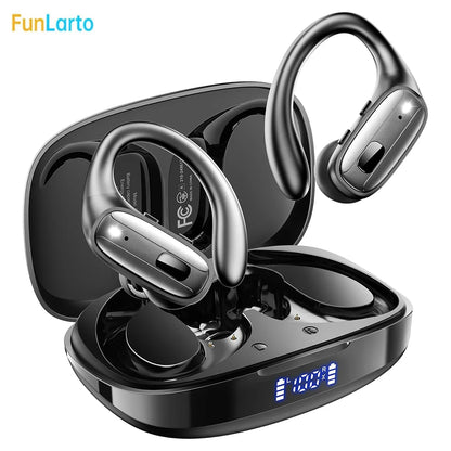 Écouteurs de sport Bluetooth 5.3, oreillettes sans fil, avec micro antibruit ENC, affichage de puissance LED, casque étanche IPX7