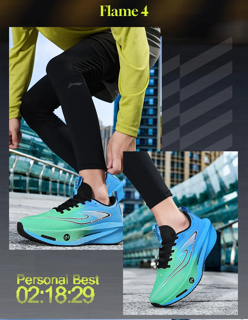 Carbon Plate Sports Running Shoes Marathon Men Breathable Lightweight Women's Comfortable Athletic Non-Slip Chunta Sneakers