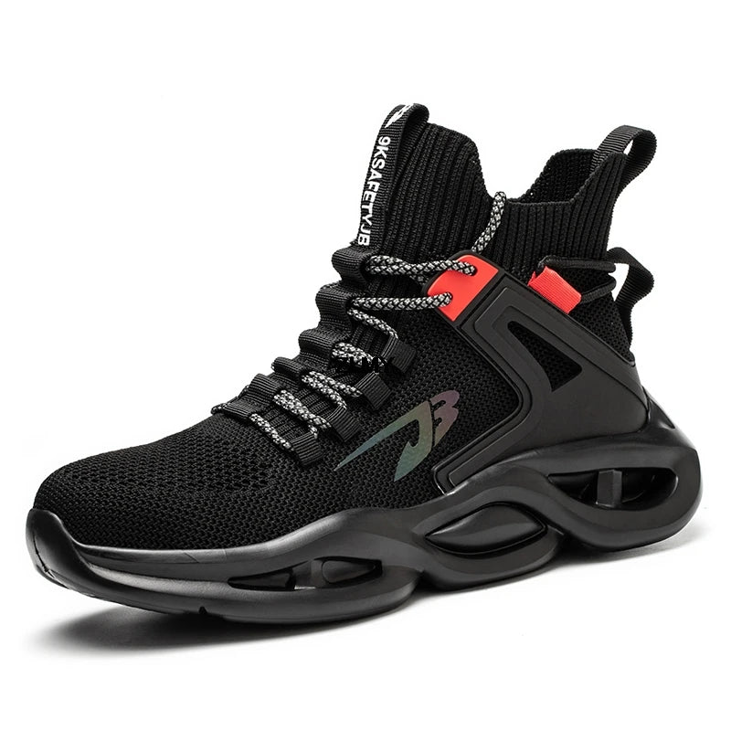 Zapatillas de seguridad transpirables para hombre con puntera de acero, resistentes a perforaciones, botas de trabajo ligeras de caña alta, calzado de seguridad anti-punzadas, nuevo