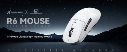 Attack Shark R6 leichte kabellose Gaming-Maus, Computermaus mit PAW 3950Max Sensor und Nordic 52480, 8KHz Polling