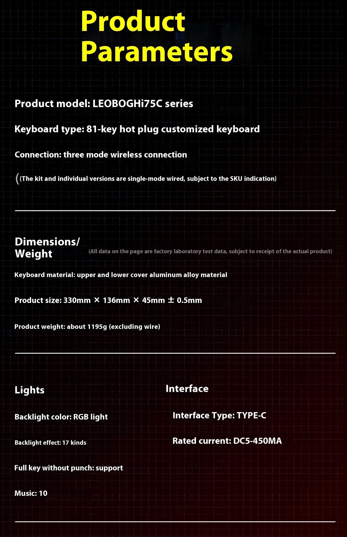 LEOBOG Hi75C Mechanical Keyboard 3Mode/Wired kit Hot Swap With Knob RGB Aluminium Alloy Gasket Hi75C Keyboard Kit PC Custom Gift