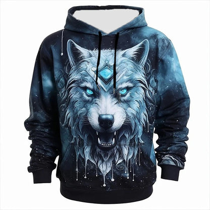 Felpe con cappuccio 3D Print Animal Wolf da uomo e donna, moda autunnale streetwear oversize, pullover Y2K unisex
