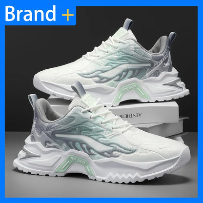 Men's Sports Shoes Fashion Lace-Up Versatile Non-Slip Thick Soled Teenagers Daily Wear Comfortable Casual Running Shoes for Men