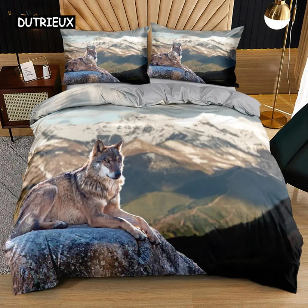 3D Wolf Bedding Set Black White Dreamcatcher Tribal Nationality Style Duvet Cover For Teens Adults Women Men Bedroom Decoration