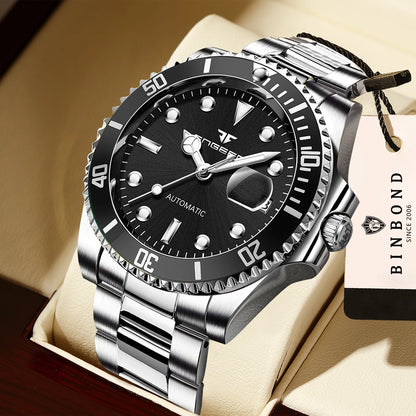 Montres-bracelets mécaniques BINBOND pour hommes, luxueuses, lumineuses, étanches, automatiques, à tourbillon, squelette