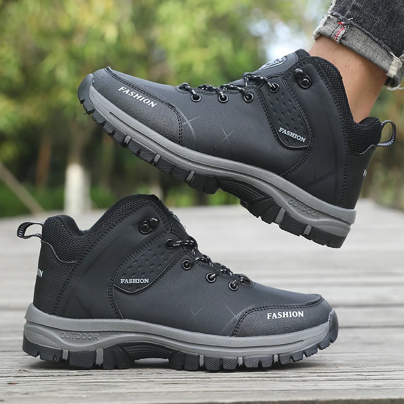 Retro Men’s Hiking Boots for Spring and Autumn, Comfortable Breathable Anti-Slip Hiking Shoes, Outdoor Camping Waterproof Work Shoes, Sizes 39-46