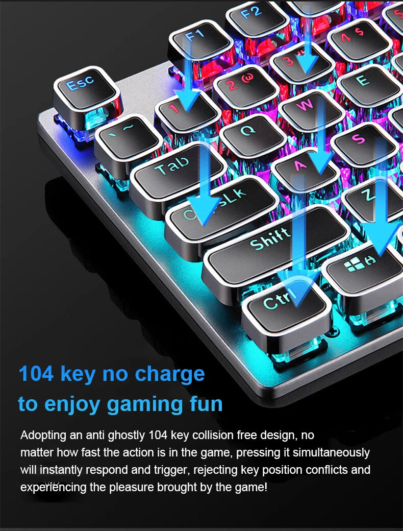 Teclado Mecânico AULA F2088 com Fio para Gaming, Botão Multifuncional, 104 Teclas, Retroiluminação Magic, Programação Macro, Compu