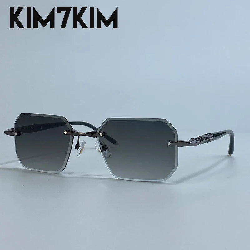 Square Rimless Punk Sunglasses Men 2026 Luxury Brand  Polygon Frameless Sun Glasses For Male Steampunk Driving Eyewear Shades