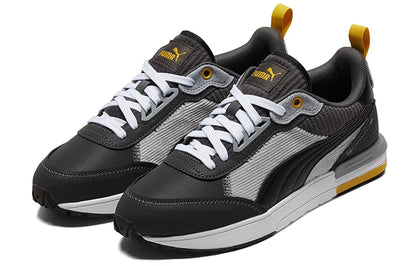 Chaussures de sport basses Puma R22, en tissu et cuir synthétique, double couche de cuir de vache, confortables, style lifestyle, noir et gris, 383834-02