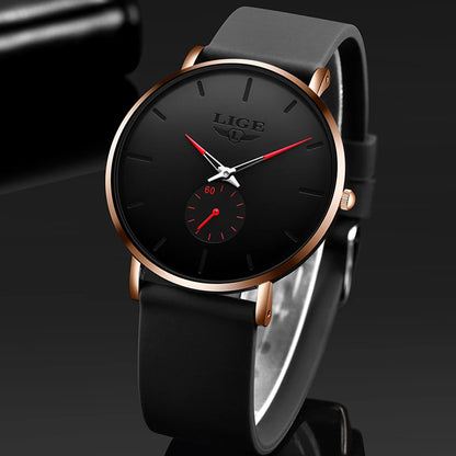 Reloj para hombre LIGE: estilo deportivo y moderno, marca de lujo, resistente al agua, diseño minimalista y ultradelgado, reloj de cuarzo para hombre